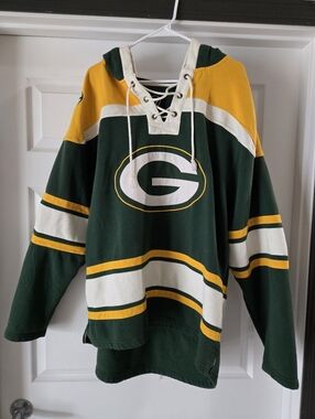 NFL Green Bay Packers Lacer jersey style mid weight cotton hoodie men's XL